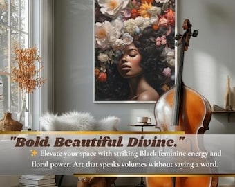 Black Woman Head Flowers Wall Art/Pop Culture Wall Art/Woman Art Poster/Black Art/Black Woman Art/Flower Wall Art/Bedroom Decor, Teen Art