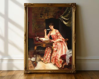Der Liebesbrief Druck, Renaissance Kunst, Vintage Valentinstag Wandkunst, Valentinstag druckbare Wandkunst, klassische feine Kunst des 18.Jahrhunderts, antike Kunst