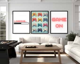 Gaming Print, Gaming Room Decor Gaming Poster Set of 3, Video Game Party Decor, Boys Bedroom Decor, Video Game Print Gaming Room Decor, Art