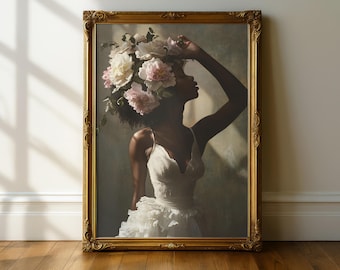 Black Ballerina Art, Black Woman Art, Flower Head Art, African American Art, Black Girl Magic Art, African Wall Art, Modern Wall Art, Art