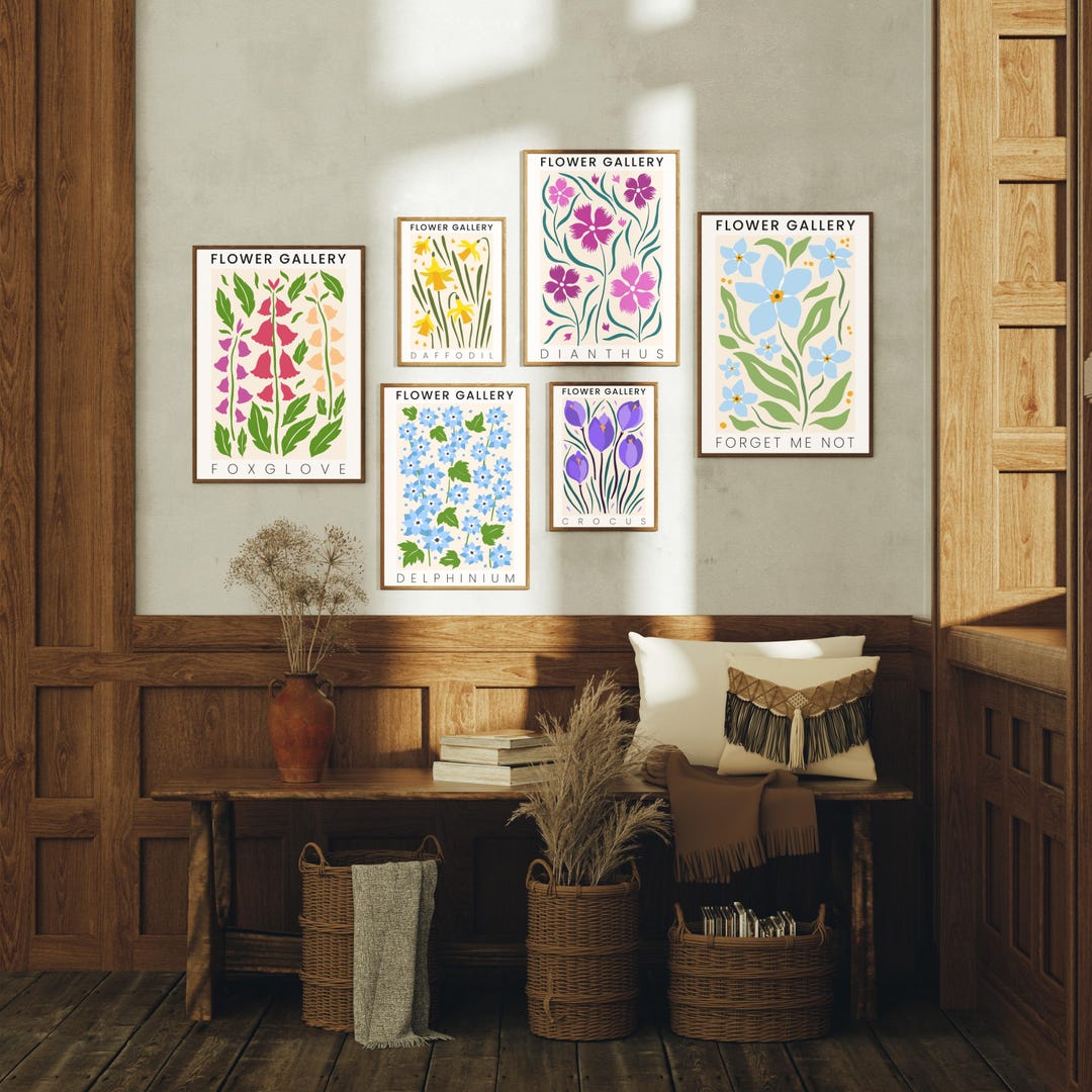 Set of 6 Flower Gallery Prints, Exhibition Posters, Botanical Prints ...