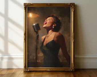 Black Wall Art, Bar Cart Art, Jazz Poster, Black Girl Wall Art, Bar Cart Decor, African American Art, Black Woman Art, Black Art Painting