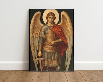 Vintage St Gabriel Erzengel Gemälde, katholische Kunst, traditionelle katholische Kunst, moderne christliche Kunst, katholische Wandkunst, moderne katholische Kunst