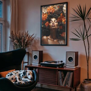 Black Queen Flower Hair Art/Black Woman Head Flowers Wall Art/African American Art/Flower Woman Poster/Black Woman Print/Pop Culture Art