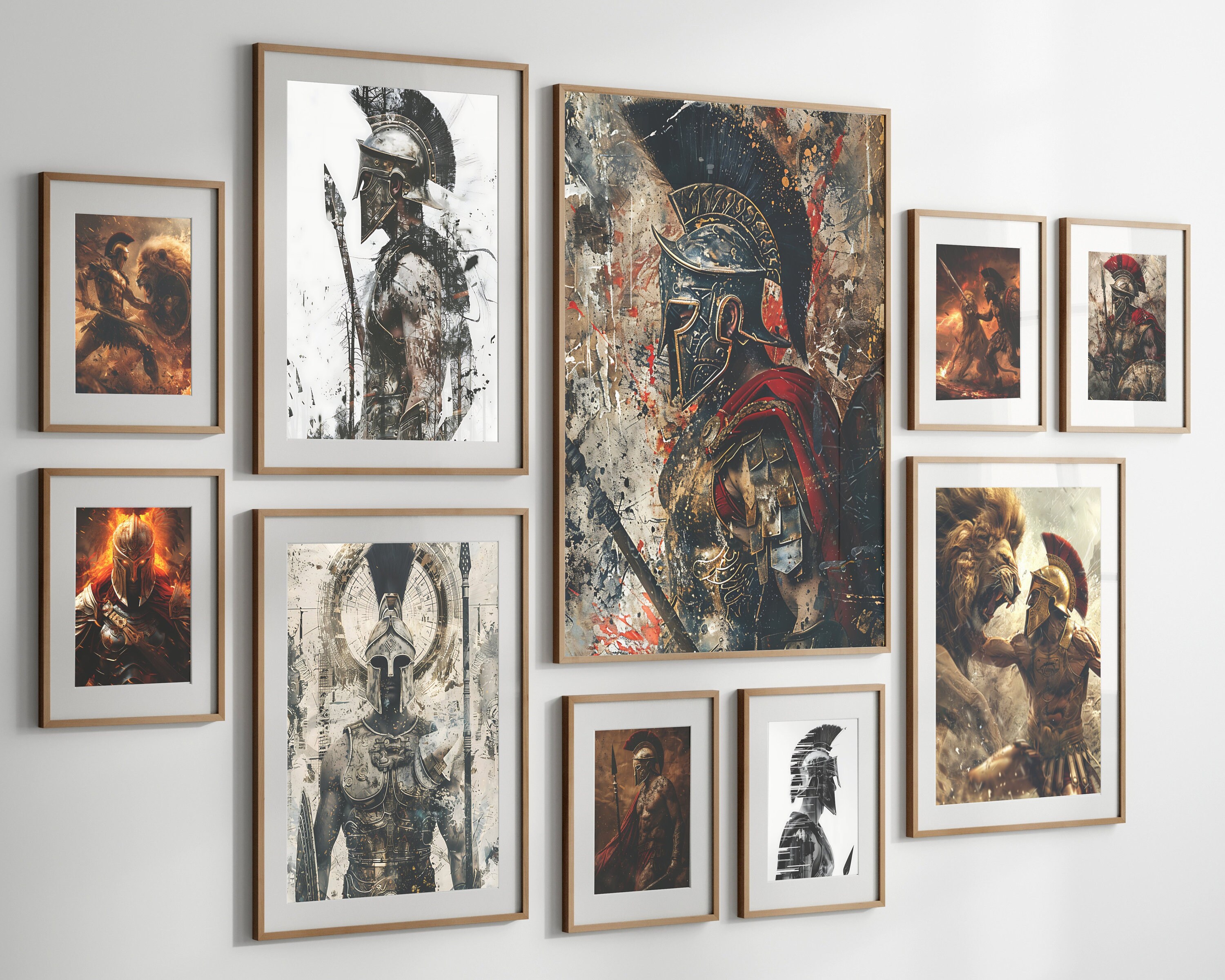 Gladiator Spartan Soldier Wall Art, Inspirational Art, Ancient Ages Greek Warrior Wall Art, Abstract Gladiator Wall Art, Man Cave Decor, Art