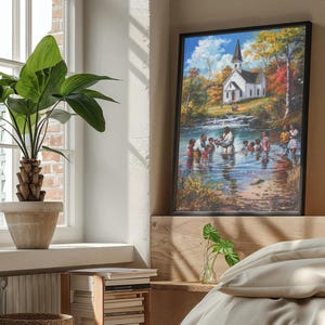 Arte murale cristiana, arte murale spirituale, decorazioni per il soggiorno, arte afroamericana, arte cristiana moderna, arte murale per chiese, arte murale per battesimi immagine 4