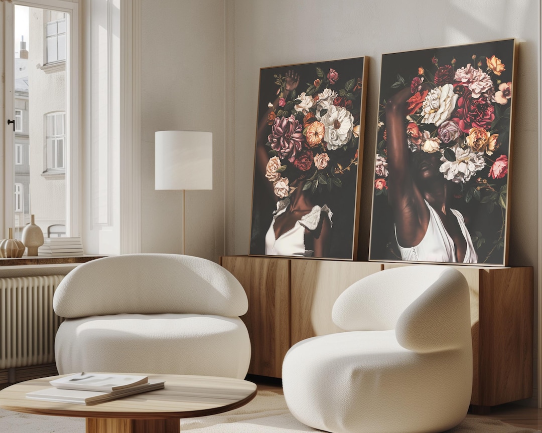 Botanical Woman Art, Black Woman Art, African American Art, Black Girl ...