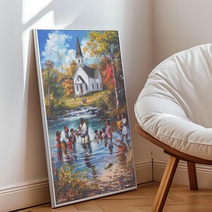 Arte murale cristiana, arte murale spirituale, decorazioni per il soggiorno, arte afroamericana, arte cristiana moderna, arte murale per chiese, arte murale per battesimi immagine 3