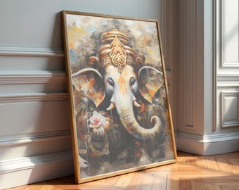 Lord Ganesha Wall Art, Hindu God Lord Ganesha Wall Art, Ganesha Painting, Hindu Art, Hinduism, Peace & Prosperity Ganesha Wall Art, Ganesha