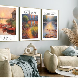 Vintage French Home Decor, Claude Monet Set of 3 Prints, Monet Art Print, Claude Monet Poster, Monet Print, Floral Print, Printable Wall Art
