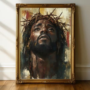 Portrait Of Jesus, Black Art, African American Art, Jesus Painting, Modern Christian Art, Black Jesus Poster, Art Print, Religion Wall Art