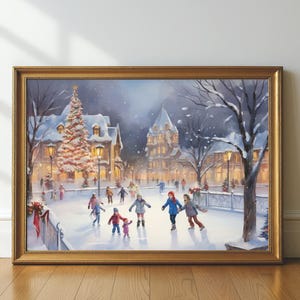 DIY Holiday Cheer X- MAS Winter Ice Skating Print, Vintage Winter Wall Art, Holiday Winter Decor, Christmas Poster, Seasonal Decor Christmas