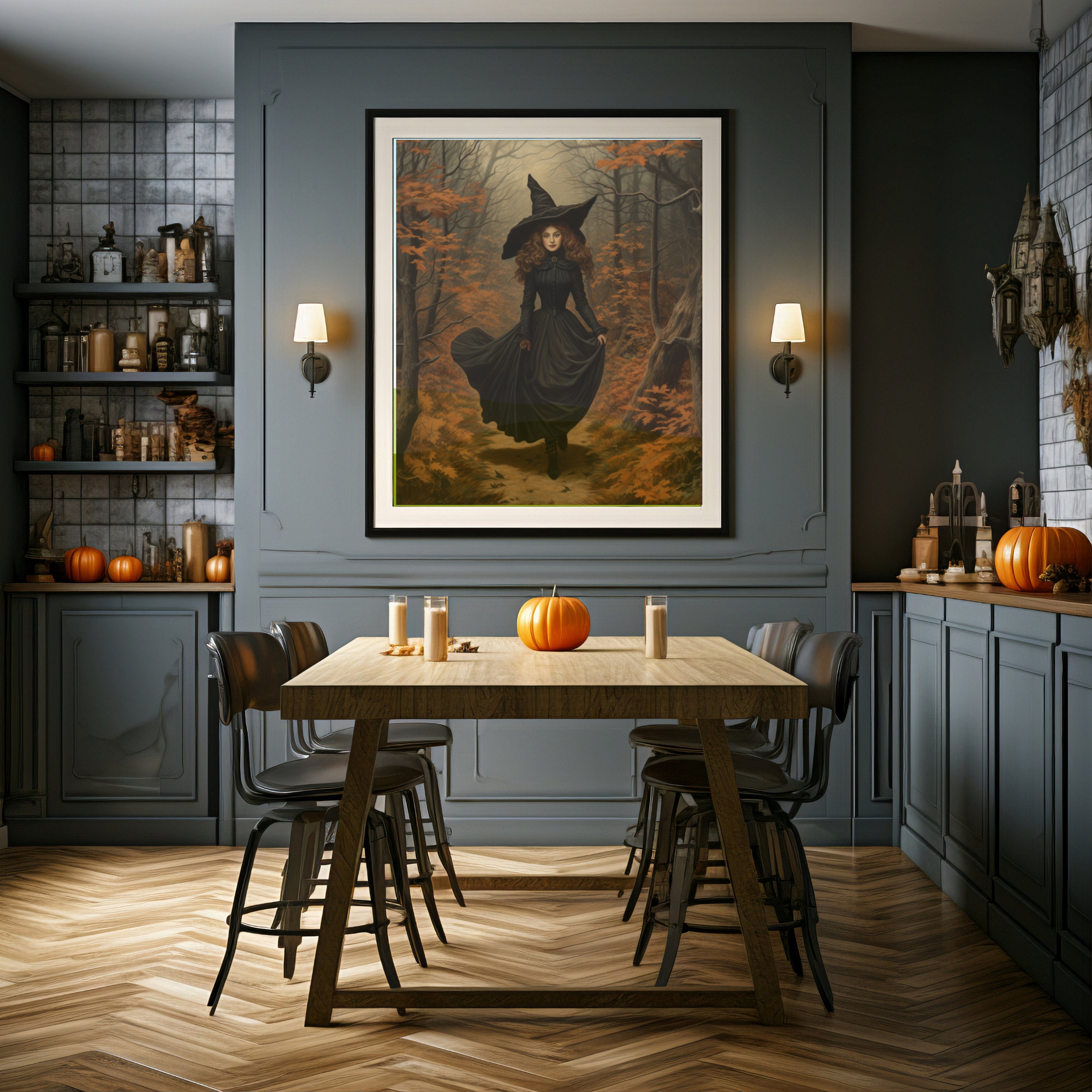 Dark Academia Gothic Witch Print Vintage Halloween Dorm Room - Etsy