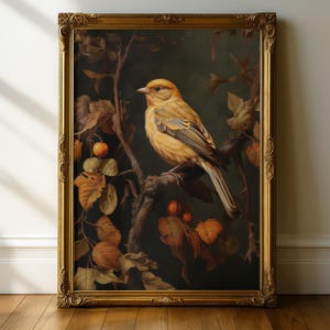 Rustic Fall Wall Decor Printable - Vintage Autumn Bird Art Painting Halloween/Thanksgiving Art Decor, Cottage Painting Printable Wall Art