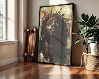 Portrait Of Jesus, Black Art, African American Art, Jesus Painting, Modern Christian Art, Black Jesus Poster, Art Print, Religion Wall Art