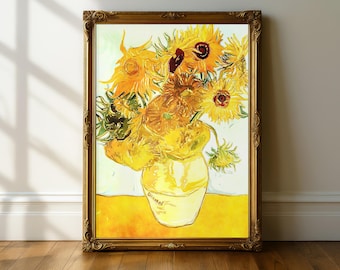 ゴッホの花瓶と12本のひまわり ヴィンテージ展アートプリント | ゴッホ