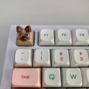 Cute Brown Bear and Dog keycap Handmade Artisan - Polymer clay