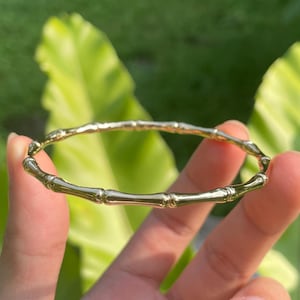 Island Gold Bamboo Bangle Thin 2mm Width 1 Piece Stackable, Hawaiian Nature Jewelry, Size 7 inches to 9 inches