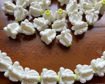 Crown Flower Clay Flower for Jewelry Making Garland Lei Making, White Crown Flower Loose Beads, Handcrafted Clay Beads, Bulk beads, Car Lei