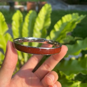Hawaiian Koa Wood Bangle- Medium Thickness 5mm, Marine-Grade Tarnish Resistant Stainless Steel
