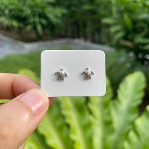 925 Silver Mini Newborn Baby Turtle Earrings 6mm, Hawaiian Marine Life Dainty Stud Earrings Unisex Jewelry for Her