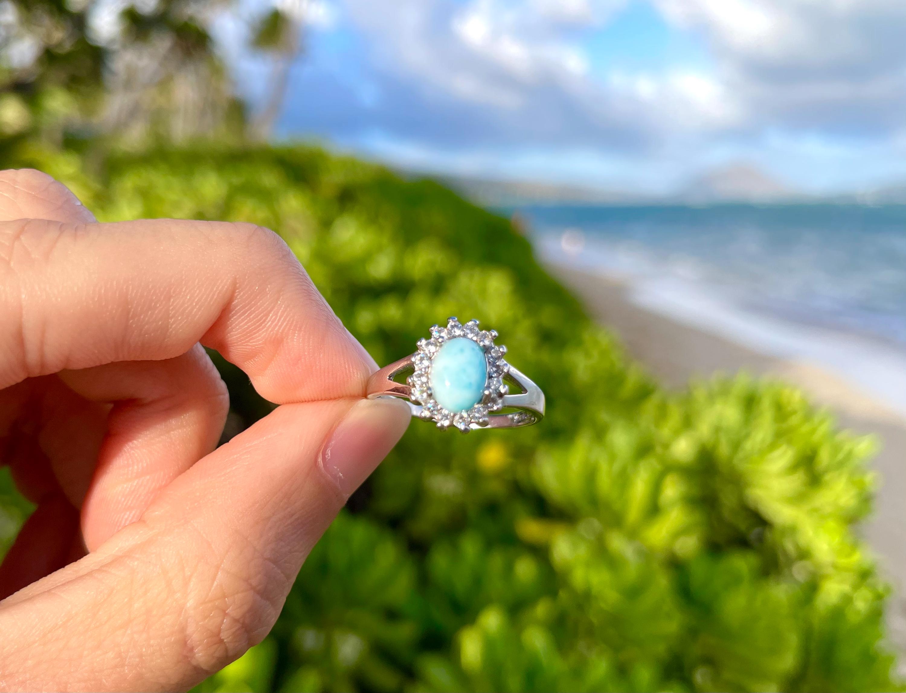【2025年製 新品】 925 Larimar Blue Light Geniune Sterling Statement Silver ヘアアクセサリー