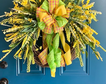Yellow Forsythia Wreath,Spring Wreath for Front Door, Yellow Wreath, Everyday Wreath,  Farmhouse Wreath ,Floral Door Decor