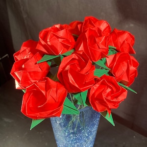 Origami Rose Bouquet in Red (Dozen) Perfect for Weddings, Mother&#39;s Day, Anniversaries, and More!