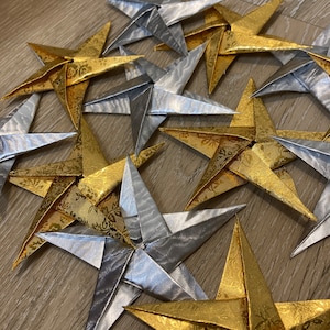 Gold and Silver Origami Stars (Dozen)