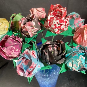 Origami Rose Bouquet in Cherry Blossom (Dozen) Ideal for Weddings, Anniversaries, Gift Giving, and Birthdays!