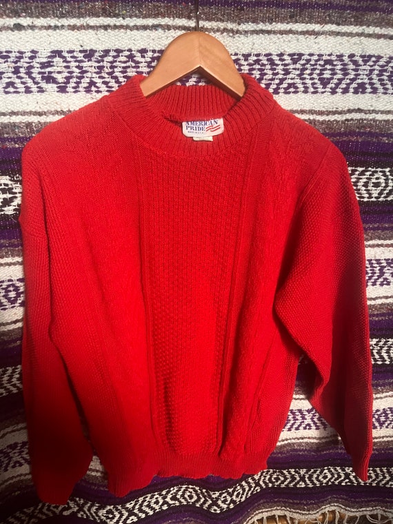 American Pride Red textured sweater