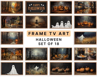 Halloween Frame TV Art Bundle Set of 18 | Jack o Lantern TV Art Halloween TV Art, Ghost Tv Art Fall Tv Art Holiday Decor Halloween Party 751