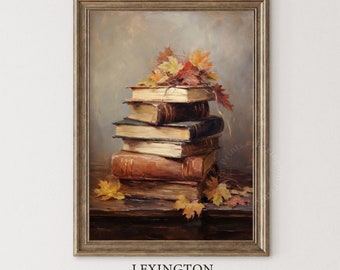 Rustic Fall Decor Wall Art Book Art Still Life Printable Vintage Autumn Print Oil Painting Dark Academia Wall Print Thanksgiving Decor 83