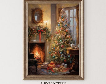 Vintage Christmas Wall Art Christmas Tree Printable Christmas Oil Painting Living Room Wall Art Cottagecore Decor Christmas Decor Winter 198