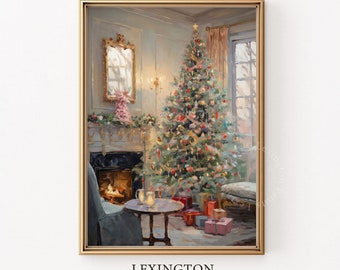 Vintage Christmas Wall Art Christmas Tree Wall Print Cottagecore Decor Christmas Decor Living Room Wall Art Winter Holiday Art Fireplace 197