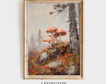 Rustic Fall Wall Art Mushroom Fall Painting Fall Vintage Fall Decor Autumn Decor Mushroom Wall Art Forest Nature Fall Print Mushroom Art 348