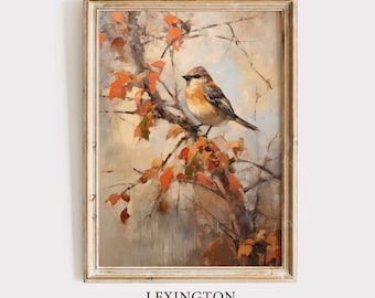 Rustic Fall Wall Decor Printable Fall Bird Art Painting Fall Decor Vintage Autumn Wall Print Halloween Autumn Decor Thanksgiving Print 115