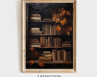 Rustic Fall Wall Art Book Art Still Life Moody Wall Art Printable Vintage Autumn Oil Painting Dark Academia Bookshelf Decor Thanksgiving 220