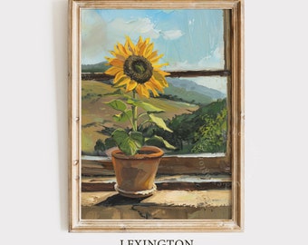 Rustic Sunflower Print, Vintage Printable Wall Art, Farmhouse Decor Summer Print Spring Print, Wildflower Print Floral Art, Kitchen Art 730