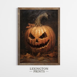 Halloween Decor Jack O Lantern Printable Pumpkin Decor Vintage Halloween Wall Art Rustic Fall Art Halloween Painting Spooky Seasonal Art 177