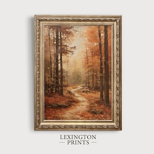 Vintage Autumn Landscape Painting Fall Home Decor Autumn Painting Autumn Decor Rustic Fall Decor Moody Wall Art Forest Wall Art Autumn 211