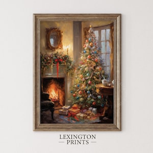 Vintage Christmas Wall Art Christmas Tree Printable Christmas Oil Painting Living Room Wall Art Cottagecore Decor Christmas Decor Winter 198