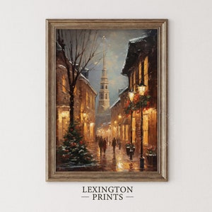 Vintage Christmas Wall Art Town City Christmas Printable Christmas Oil Painting Christmas Village Christmas Decor American Winter Print 248