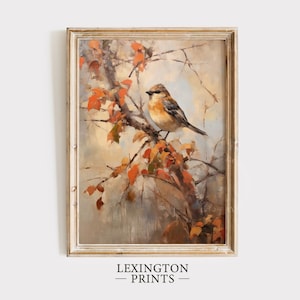 Rustic Fall Wall Decor Printable Fall Bird Art Painting Fall Decor Vintage Autumn Wall Print Halloween Autumn Decor Thanksgiving Print 115
