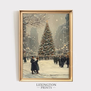 Vintage Christmas Tree Print, Christmas Printable Wall Art, Christmas Prints Winter Wall Art, Moody Victorian Decor Vintage City Poster 801