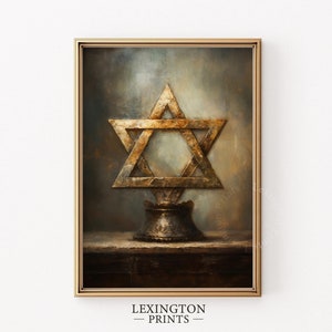 Vintage Jewish Wall Art Star Of David Art Oil Painting Printable Art Jewish Print Star of David Religious Art Hanukkah Decor Judaica Art 374