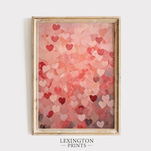 Valentinstag Rot Rosa Herz Druck Valentinstag Wandkunst Vintage Valentinstag Dekor Romantische Wandkunst Valentinstag Geschenk für sie Kunst 538