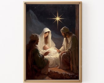 Nativity Christian Wall Art Christian Nativity Christmas Wall Art Printable Christian Print Christmas Nativity Scene Jesus Art Holiday 391