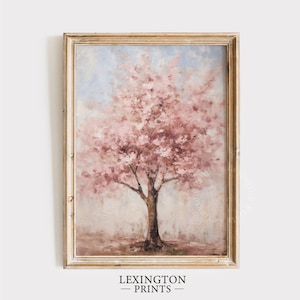 春の桜の木のプリント 春の装飾 ヴィンテージ 春のプリント 農家の装飾 イースターの装飾 森の壁アート イースターのプリント ピンクのアート 469