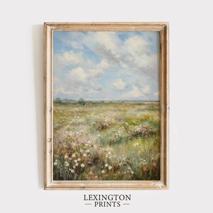 Spring Floral Print Wildflower Field Landscape Painting Spring Decor Vintage Spring Printable Farmhouse Decor Easter Decor Digital Art 463